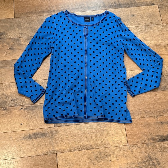 Rafaella Royal Blue Cardigan with Black Dots - Picture 1 of 7